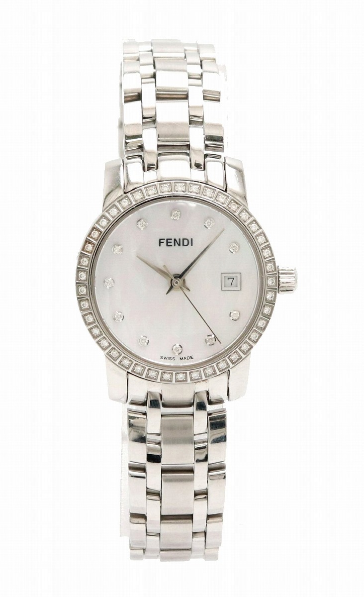 FENDI クアドロ 12Pダイヤ ウォッチ レディース 腕時計 電池交換済み