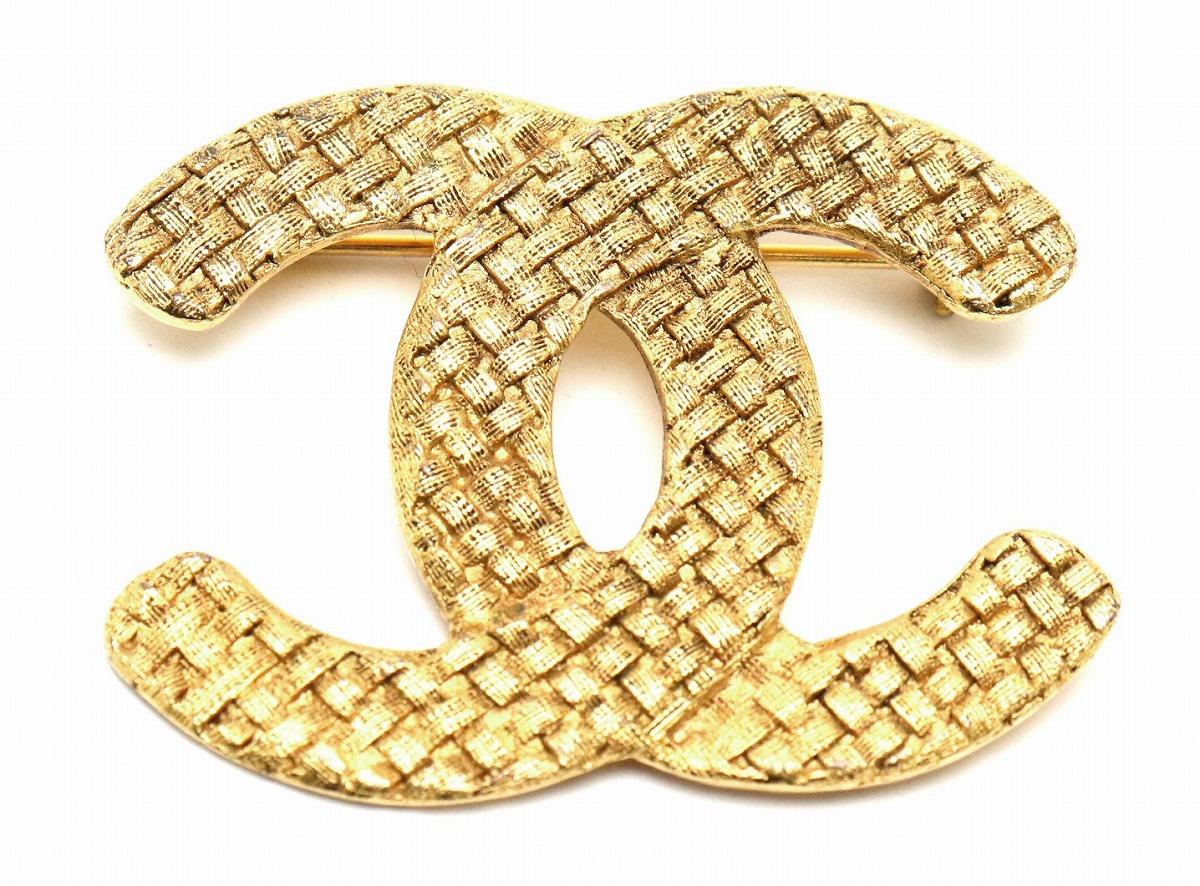 CHANEL ヴィンテージ ピンブローチ フェイクパール ゴールド ココ