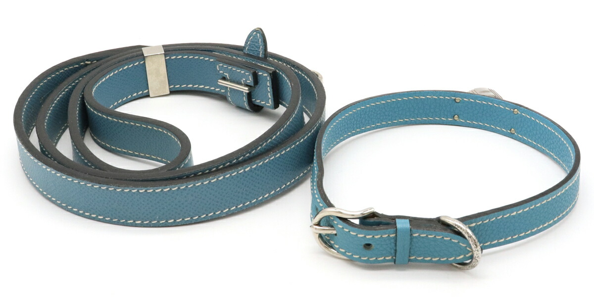 新品 HERMES エルメス ケリー 首輪 犬用 ペット用品 ブルー 箱タグ付