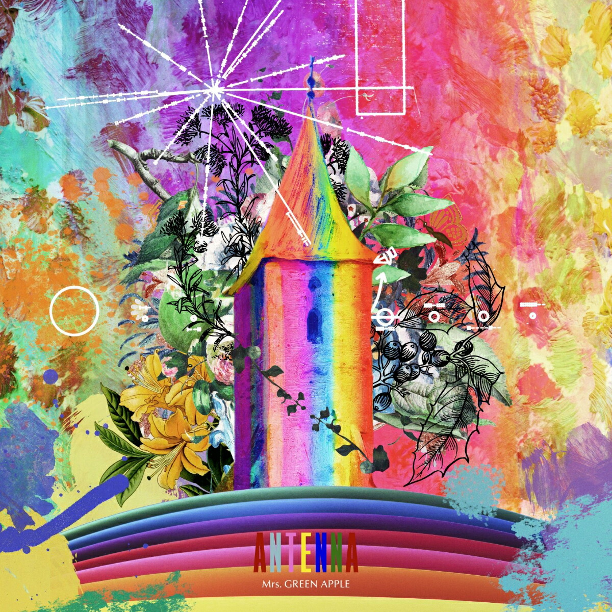 Mrs. GREEN APPLE フーディ 黒 カラフルアート Mrs. GREEN APPLE