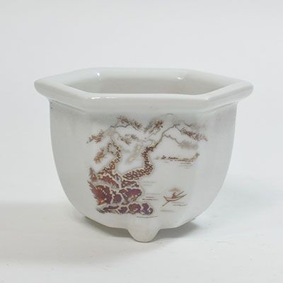 楽天市場】盆栽鉢 山野草鉢 陶器鉢 瀬戸焼 山水白金六角 2.5号 〜 3号