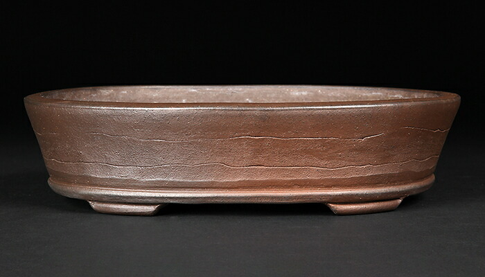 楽天市場】盆栽鉢 「行山紐づくり楕円鉢鉢」植木鉢 常滑 9号 28cm