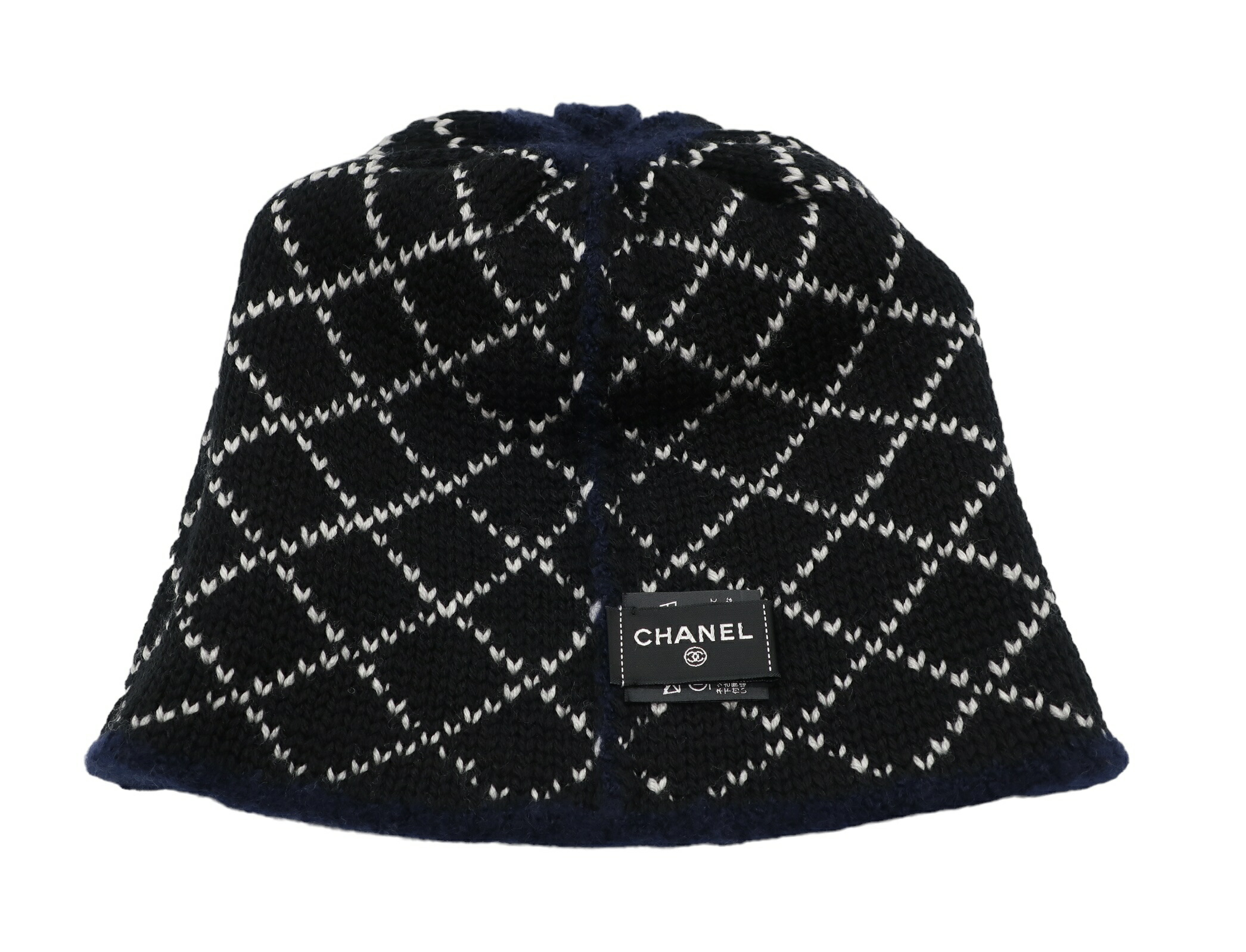 美品 CHANEL シャネル ツイード カシミヤ×シルク ニット帽 ビーニー