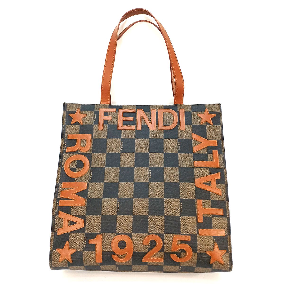FENDI フェンディ S.A.S. ペカン柄 キャンバス×レザー 斜め掛け FENDI