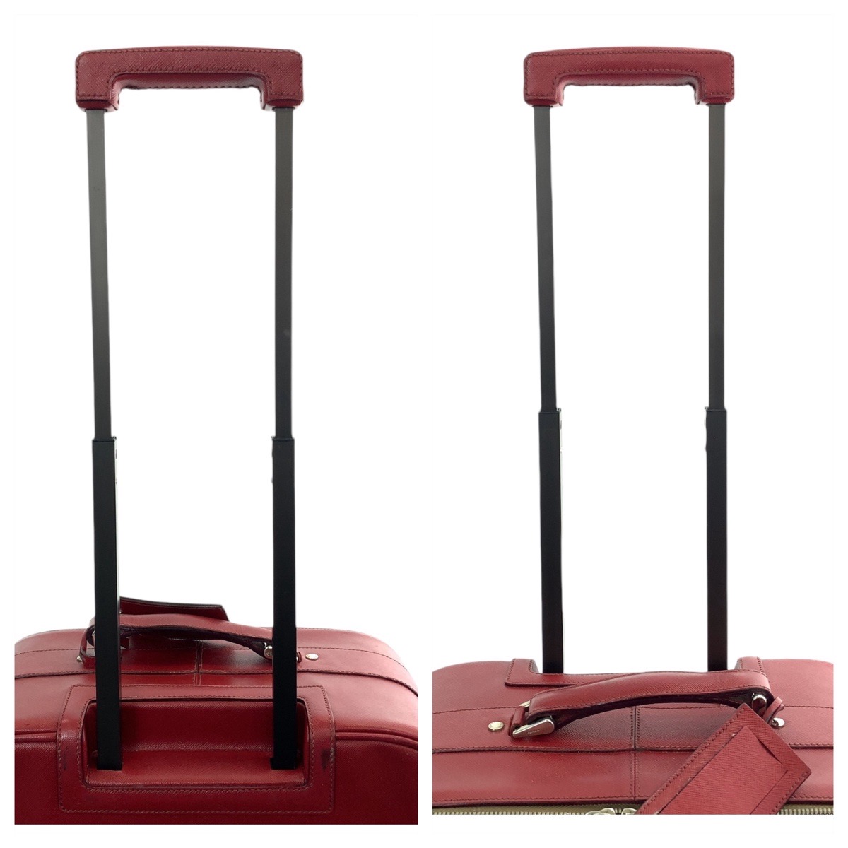 楽天市場】PRADA プラダ サフィアーノ 三角ロゴプレート レッド