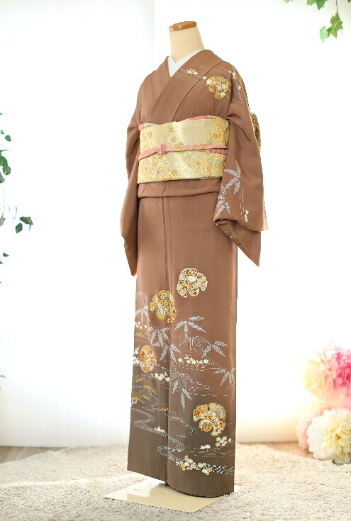 楽天市場】【レンタル】訪問着レンタル HMG-104 往復送料無料 茶色