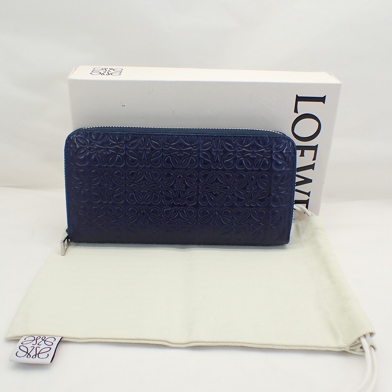 ✨極美品✨ ロエベ 折り財布 リピート アナグラム レザー ネイビー