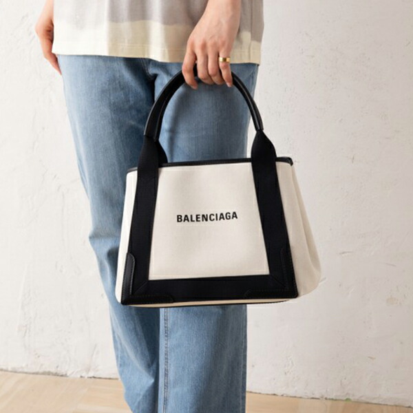 BALENCIAGA バレンシアガ トートバッグ ネイビーカバS キャンバス