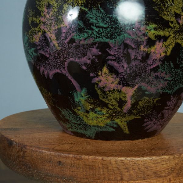 レトロ＊陶器＊作家＊壺＊花瓶＊花器＊こげ茶＊古道具