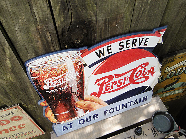 ペプシコーラ 骨董 看板 PEPSI（ペプシ） ブリキ看板 コーラ