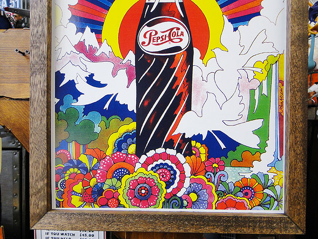 PEPSI-COLA ディスカウント ヴィンテージポスター木製フレーム付き