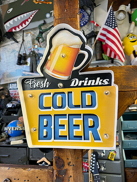 楽天市場】コールドビアー ロードサイン型 LEDティンサイン ビール