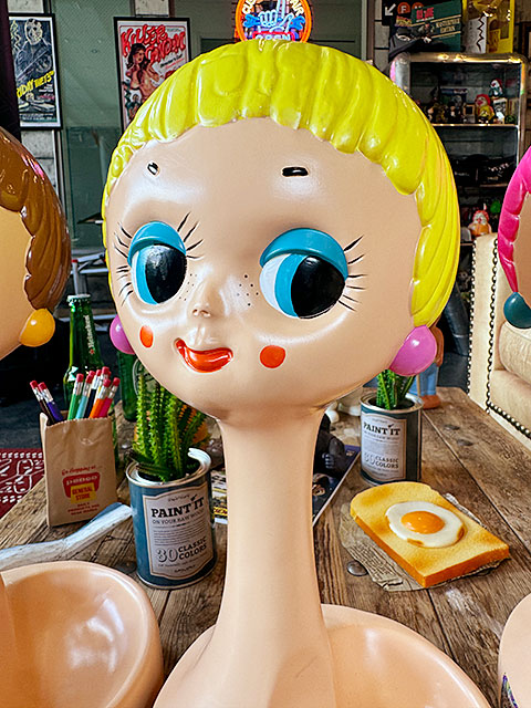 ヘッドマネキン ツイッギー レトロ イエロー ツイッギーヘッドマネキン