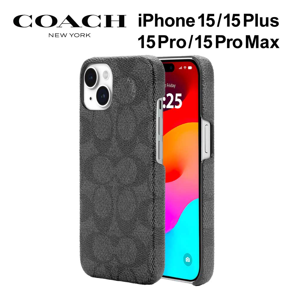 コーチ】シグネチャーPVC iPhone15ケース カーキ コーチ】シグネチャー