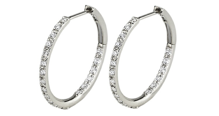 楽天市場】プラチナ中折れ式ダブルフェイスダイヤフープピアス(20mm