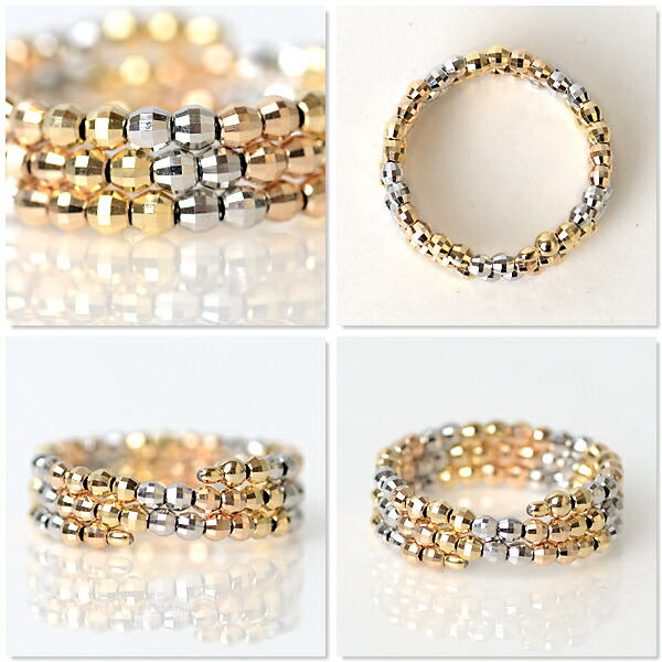 K18弾力リング 指輪 シンプル キラキラ ミラーボール 13号 K18弾力