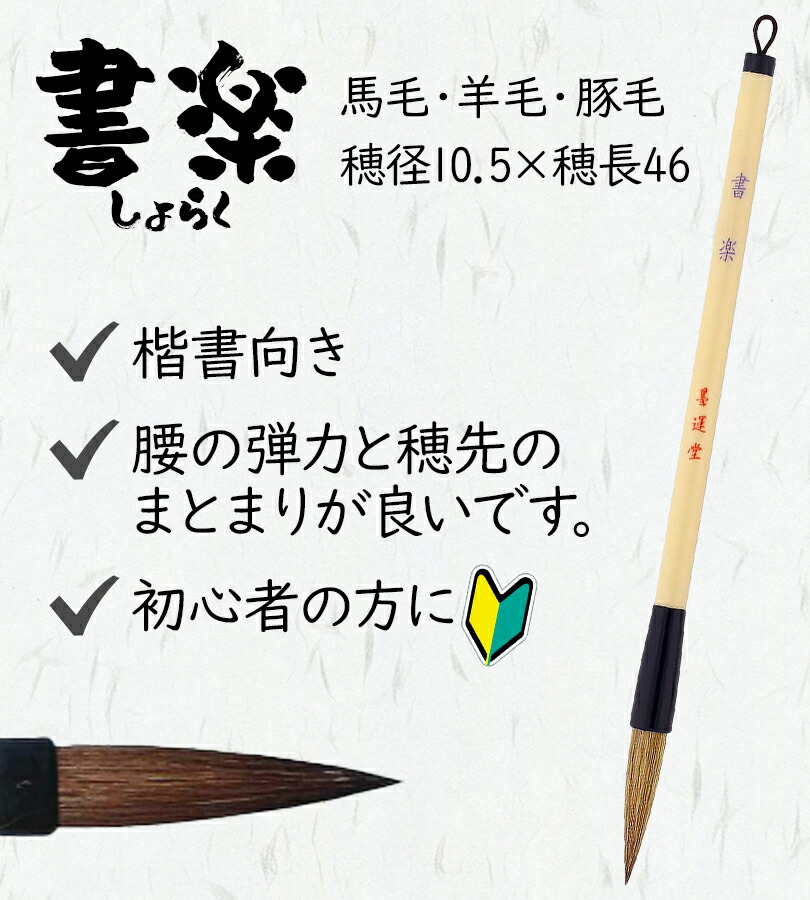 楽天市場】書道 筆 墨運堂 書道筆 2本組 太筆・細筆 お習字 初心者にお