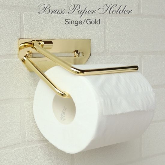 楽天市場】ブラス トイレットペーパーホルダー シングル ゴールド 真鍮