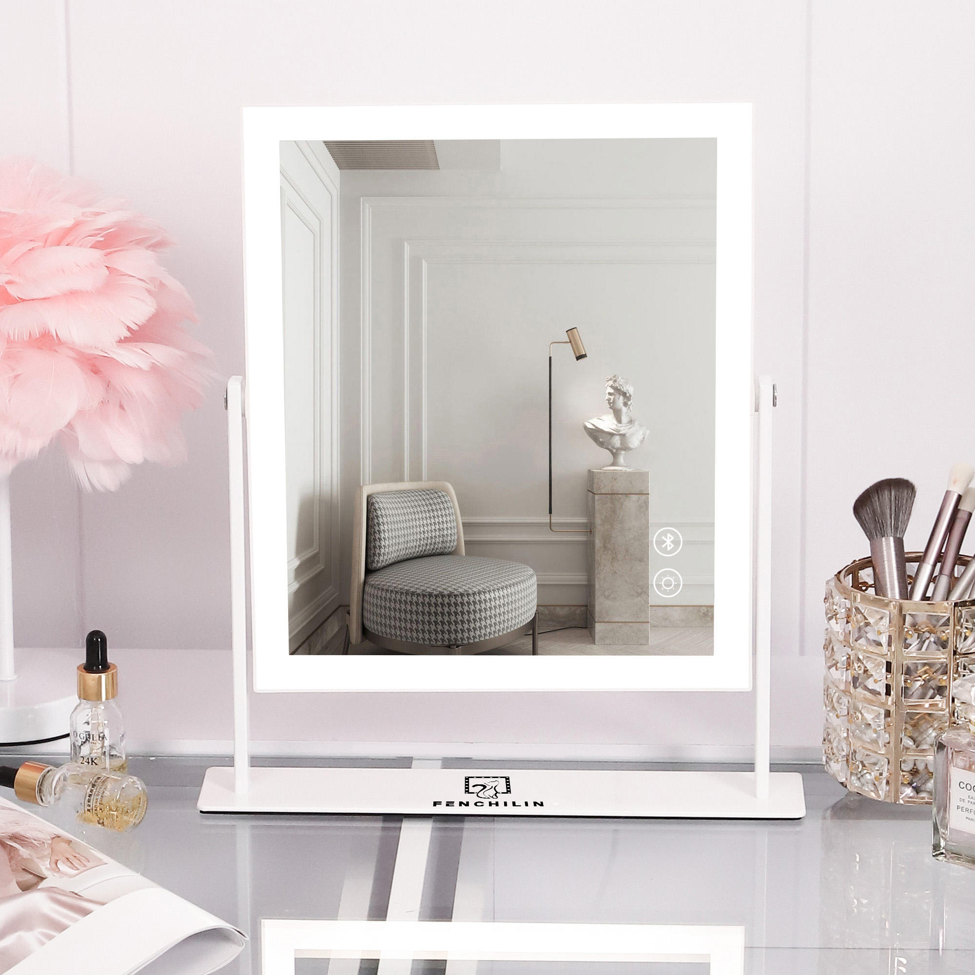 FENCHILIN 化粧鏡 超大型女優ミラー ハリウッドミラー 70×55cm 楽天