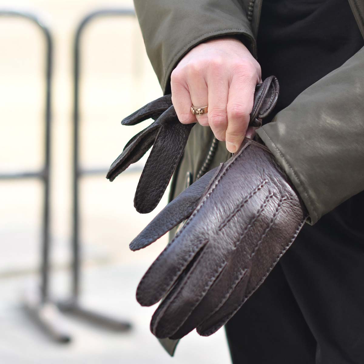 未使用 】DENTS グローブ ペッカリーレザー ブラウン 7 1/2 未使用