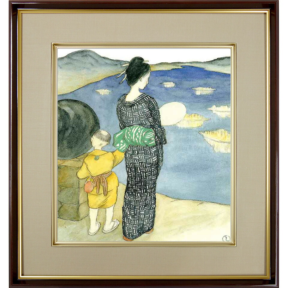 竹久夢二 長崎十二景 阿片窟 長春樓 ・額装・肉筆水彩画・印刷や写真