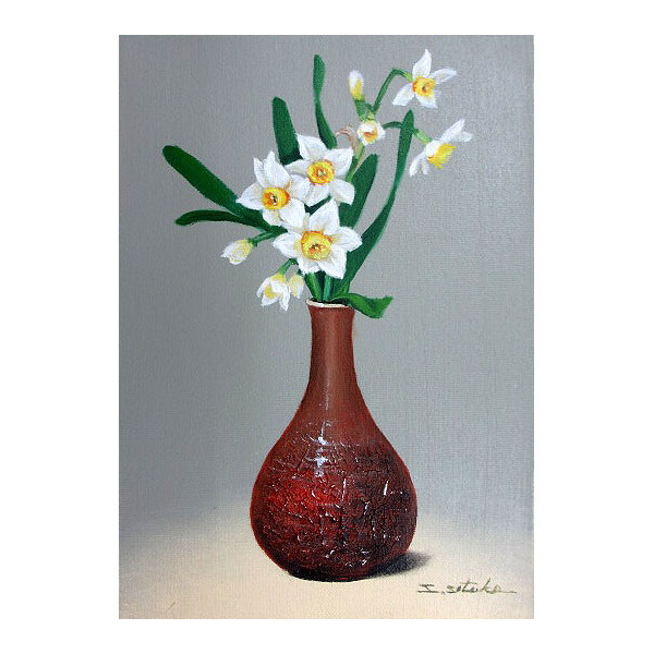 楽天市場】油彩画 F6号 千賀節子 「水仙」 真筆 額入り 額装絵画 油絵