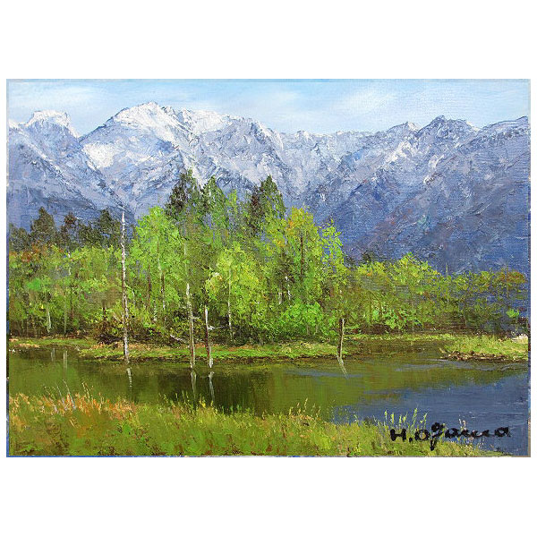 M▽小川久雄 富士山と河口湖 油彩 絵画 額縁 (38205) M▽小川久雄