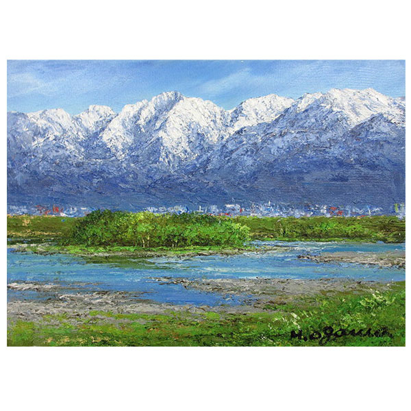 楽天市場】油彩画 F6号 小川久雄「立山連峰と神通川」 真筆 額入り