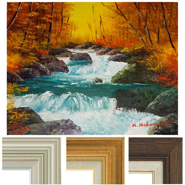 M▽平田武夫 油彩 絵画 額縁 初夏の奥入瀬 F10 (37968) M▽