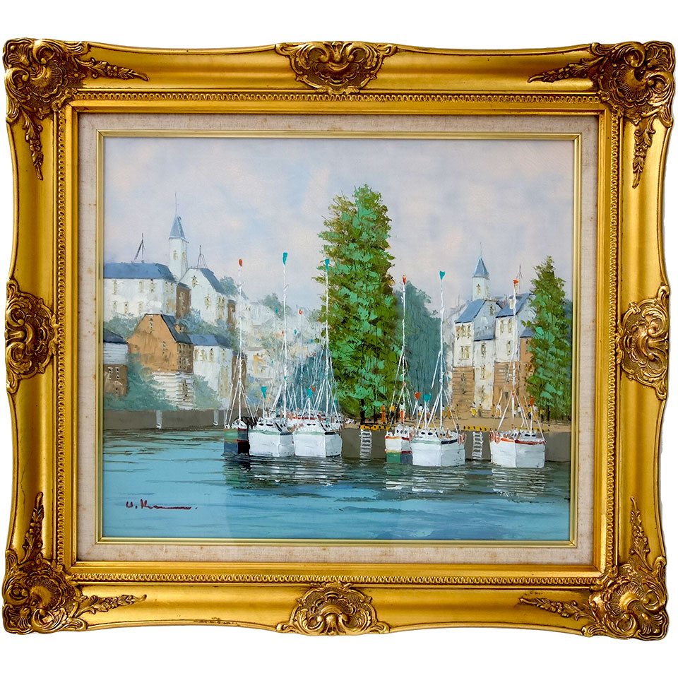 風景画 油彩画 S.J. サイン付き 風景画 油彩画 S.J. サイン付き 風景画