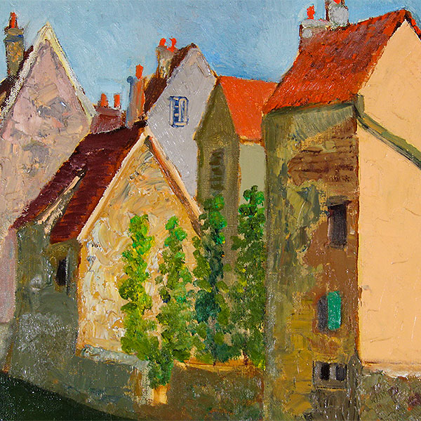 WISH】サイン有：T.Yamanouchi 油彩 6号 パリ街角風景 #22103127