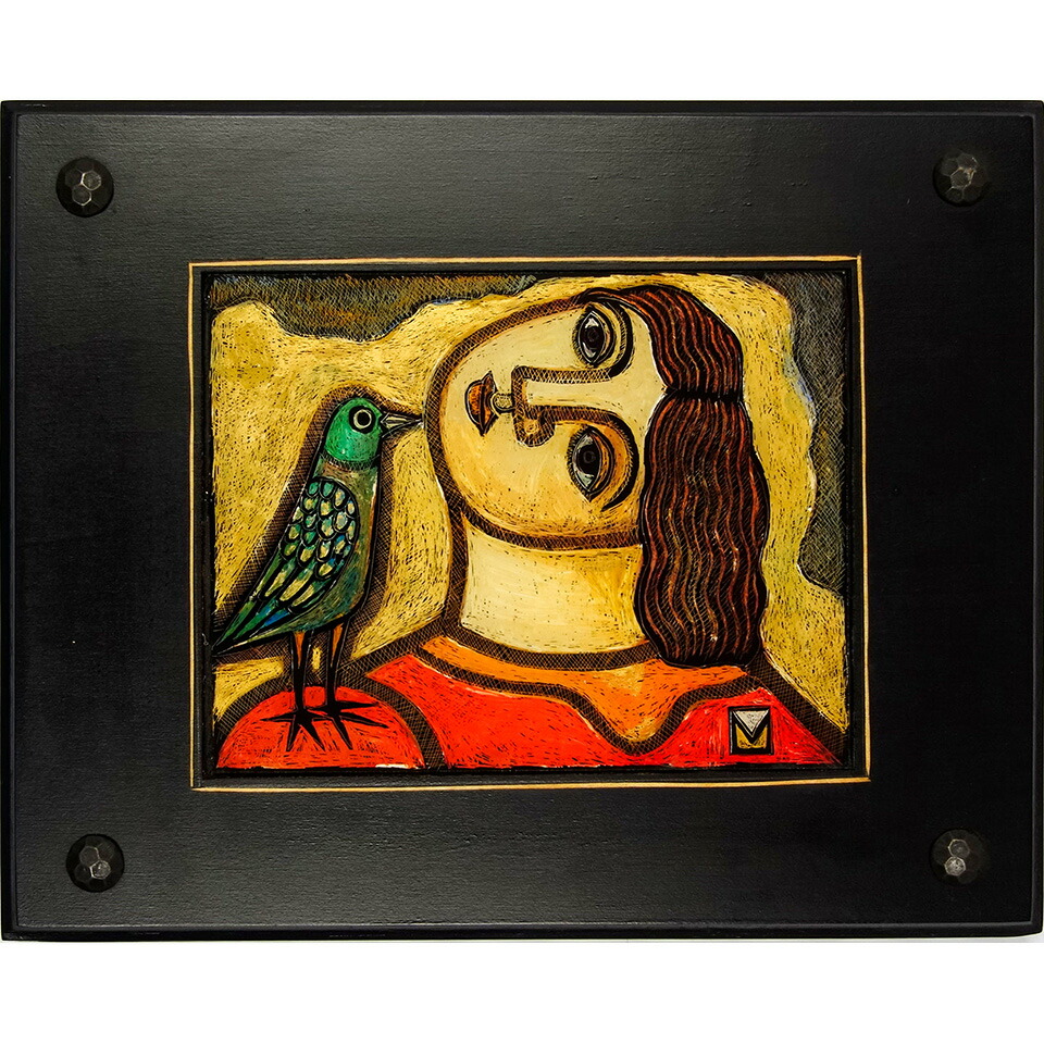 中国 ガラス絵 美人 1960年代製 壁がけ 送料込み250131 中国 ガラス絵