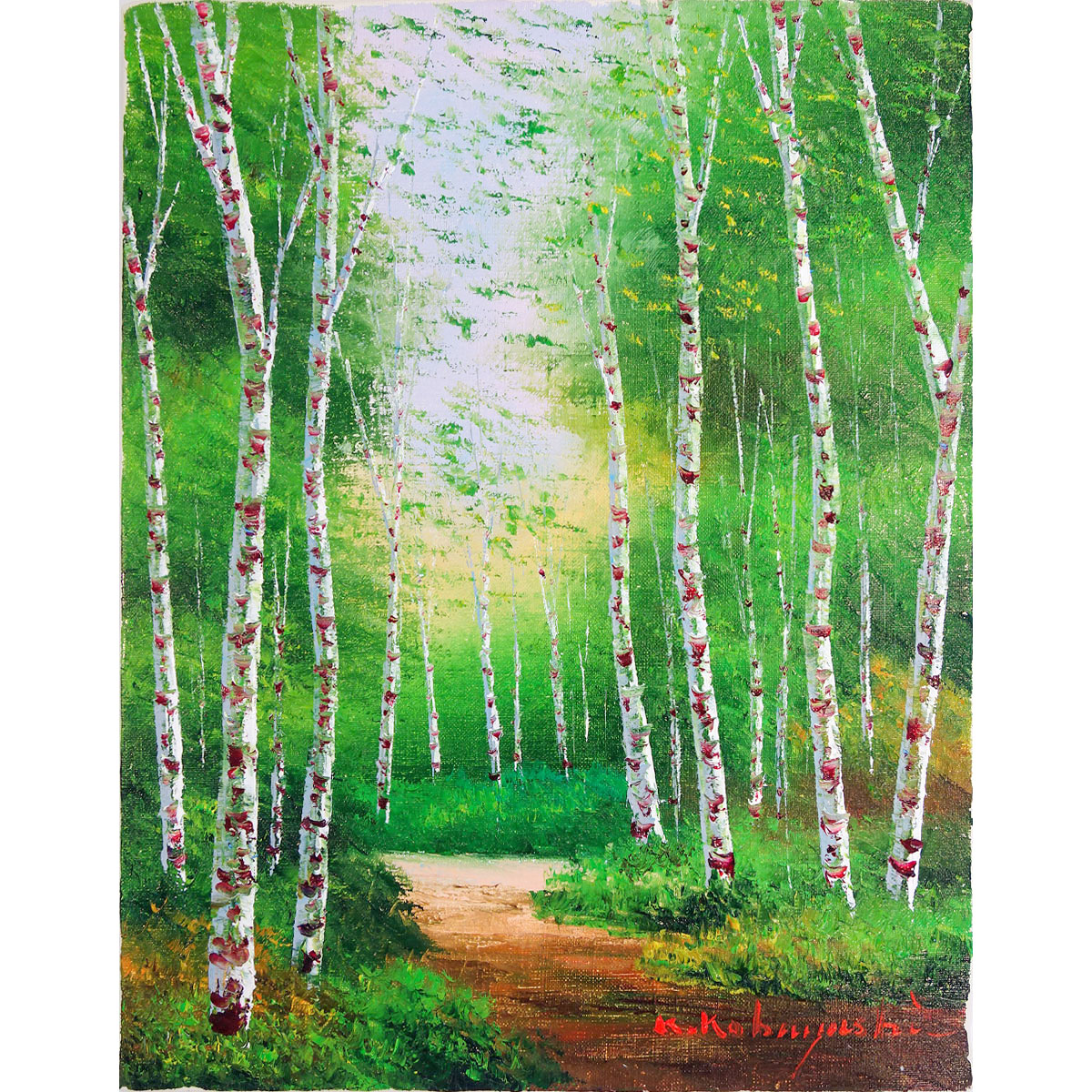 小林幸三作 白樺林 油絵 6号 【公式通販】