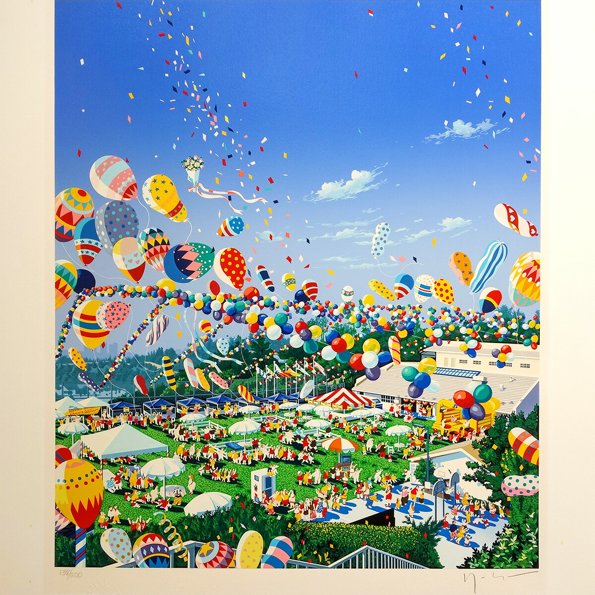 ヒロ・ヤマガタ「そよ風に乗って」シルクスクリーン 大作 直筆サイン