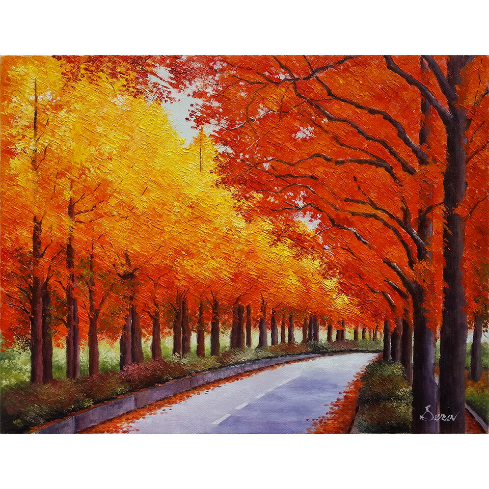 楽天市場】油彩画 F6号 瀬良風香 「メタセコイヤ並木」 額入り 油絵