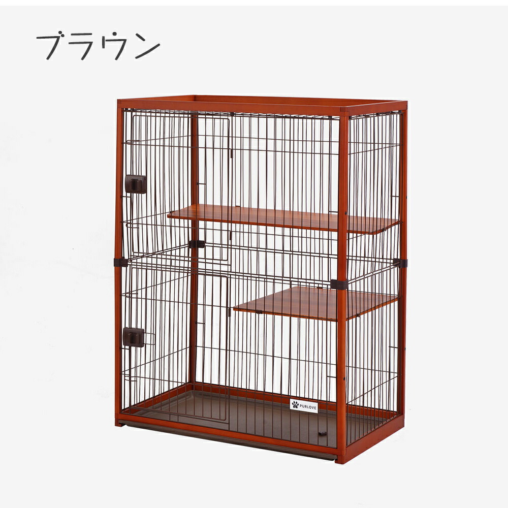 楽天市場】【レビュー特典付き】猫 ケージ キャットケージ 2段 木製