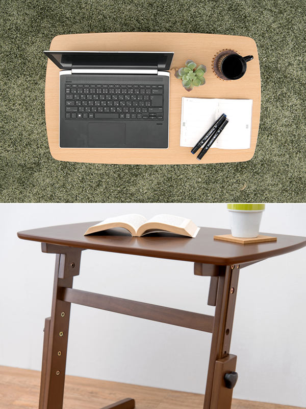 楽天市場】テーブル 昇降 高さ調整 高さ55〜70cm サイドテーブル 木目