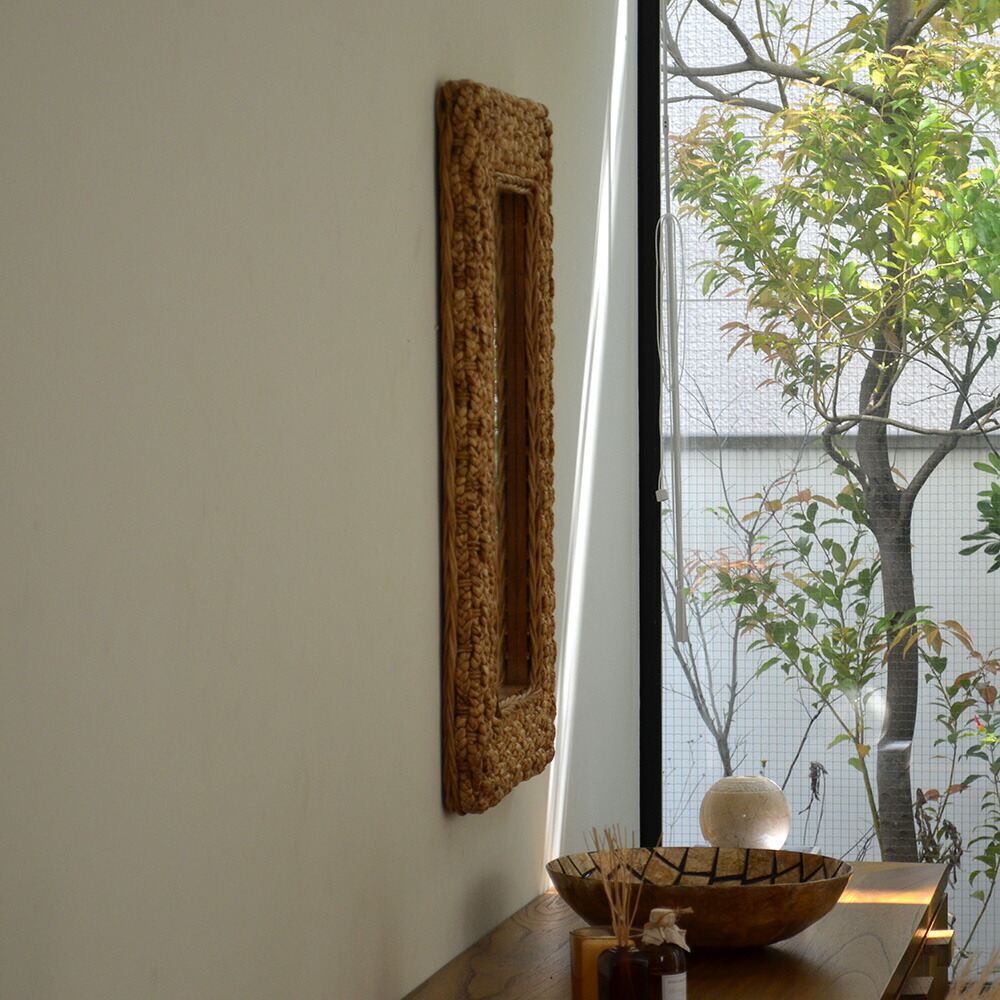 ウォーターヒヤシンス 額縁風インテリアミラー