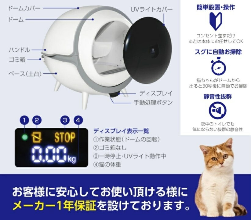 楽天市場】猫 トイレ 自動 全自動 猫トイレ 1年保証付き ENEVA 静音