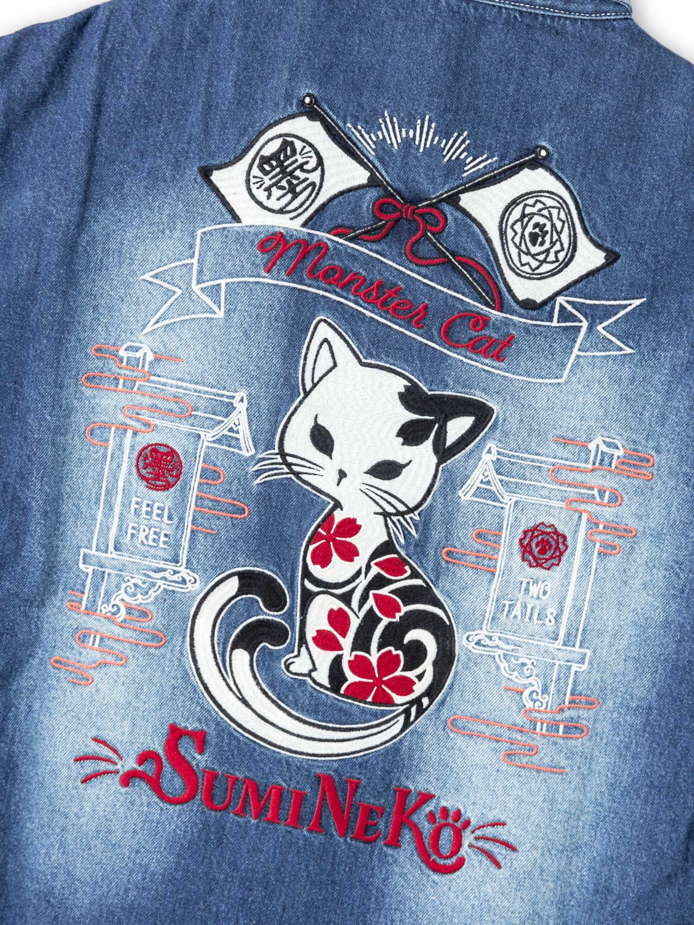 楽天市場】【SUMINEKO】“スミネコ”総刺繍 袖リブシャツ ｜ 和柄 メンズ