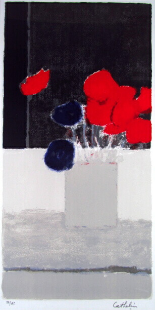 リトグラフ ベルナール・カトラン アネモネ カトラン アネモネの花束