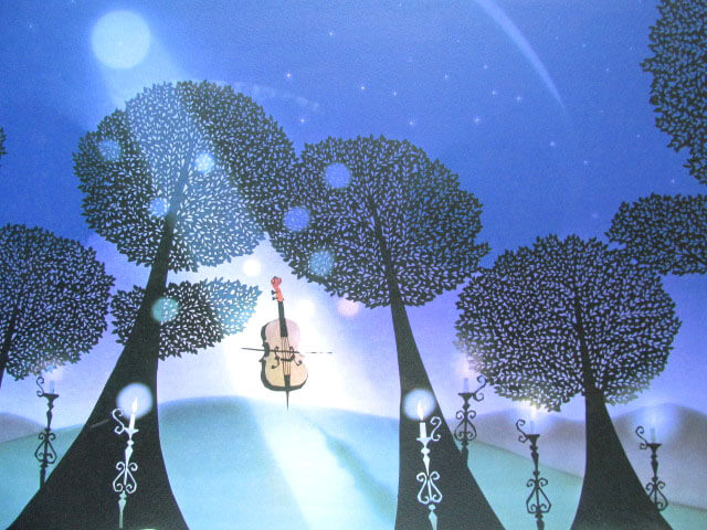 藤城清治 オフセットリト 湿原のミズバショウとこびと 額装 60 正方形