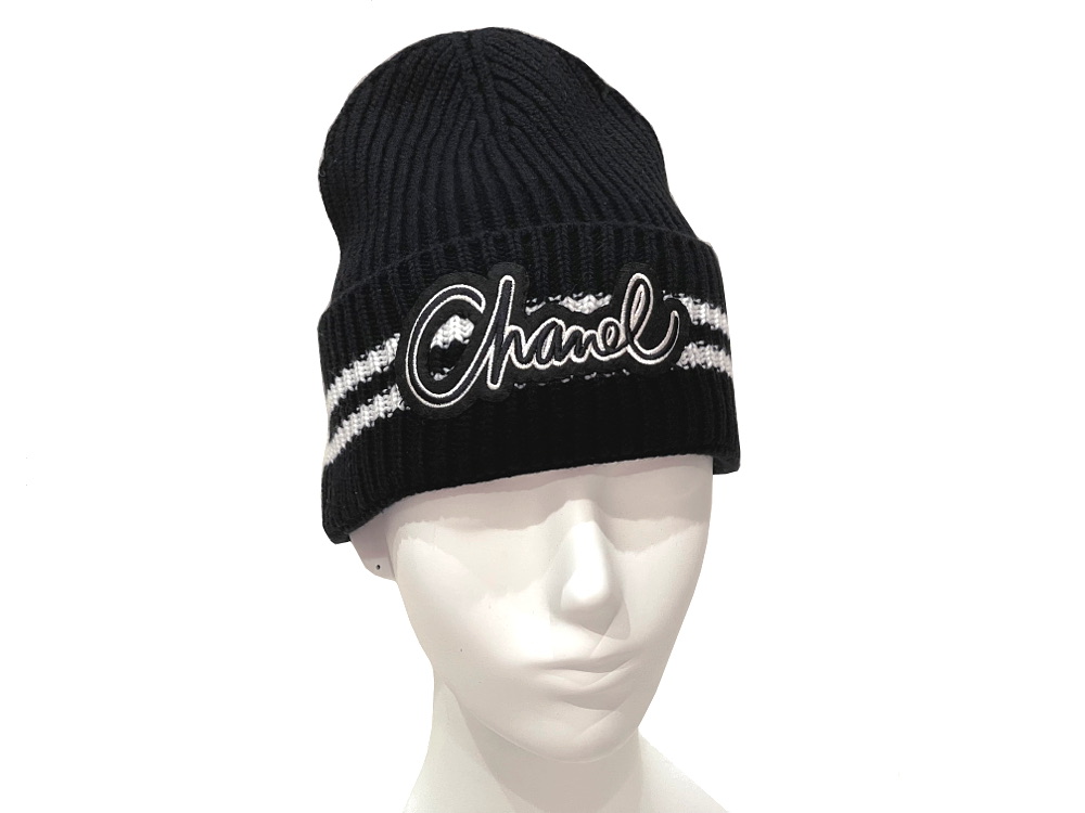 新品・未使用【CHANEL】ニット帽 ブラック 嬉しい男女兼用＆100