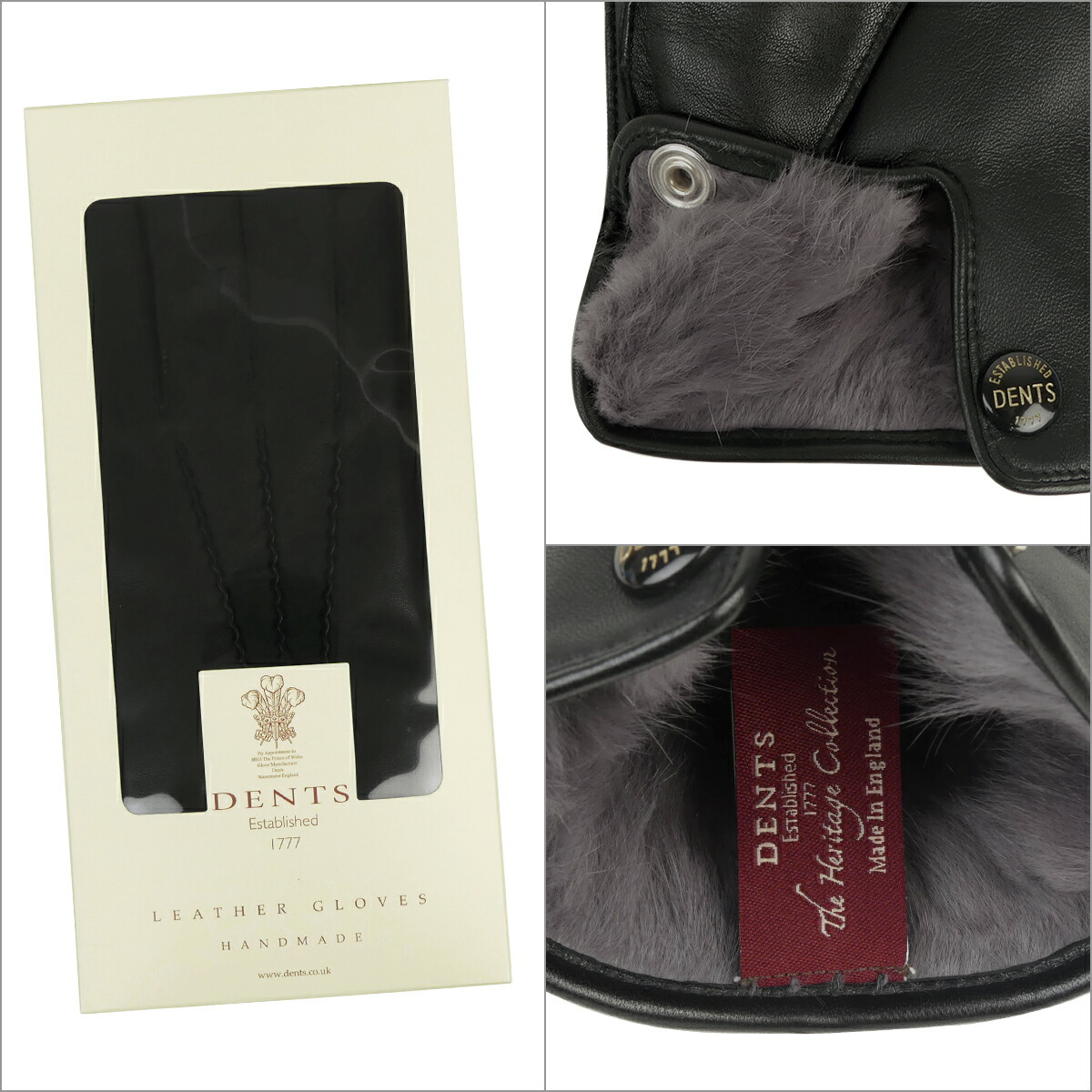 DENTS レザー ファー手袋 黒 DENTS レザー ファー手袋 黒
