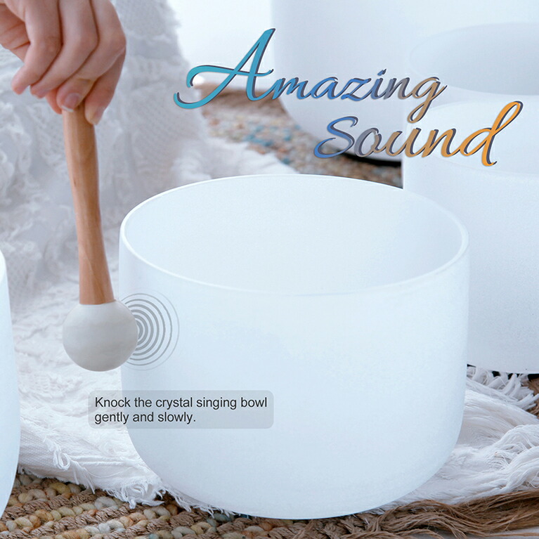 クリスタルボウル 4個セット 持ち運び布ケース・マレット