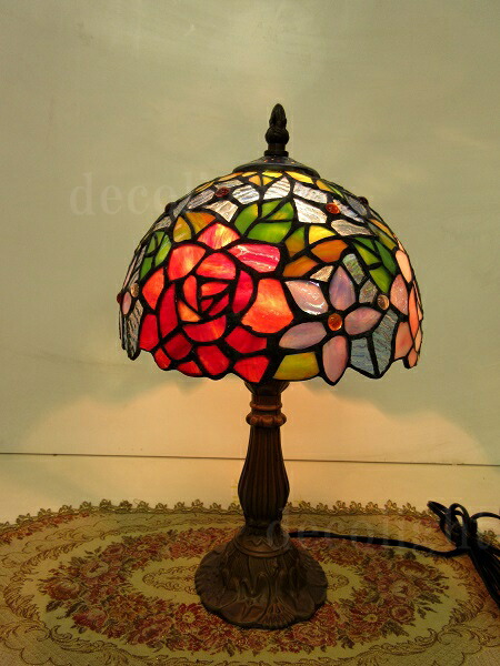 楽天市場】ステンドグラス ランプ (アンティークローズ)ステンドガラス