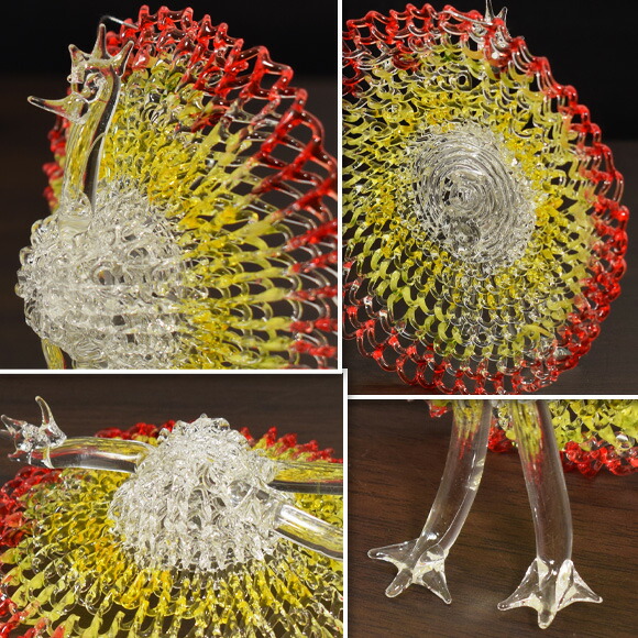 楽天市場】ガラスピーコック ガラス細工の孔雀 置物 オーナメント