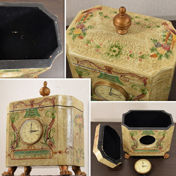 楽天市場】インドネシアの時計付きアンティークボックス 蓋付箱 小物