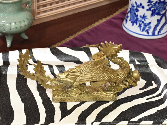 楽天市場】フラワーフェニックス 華を抱く金の鳳凰 銅器置物 飾り