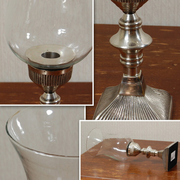 英国アンティーク ガラス燭台ペア キャンドルスタンド 英国